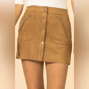 hyfve brown faux suede skirt size small